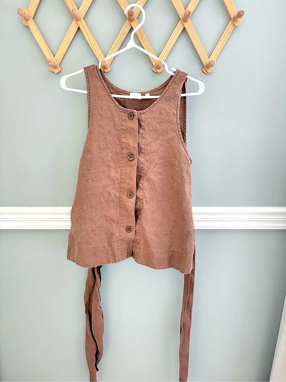 Wilfred Linen Button up Tank in Brown Size Small